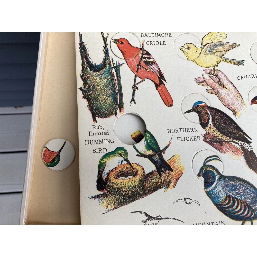 Vintage Child Welfare Publishers Bird Wonderland puzzle game color 1940's